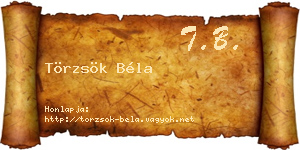 Törzsök Béla névjegykártya